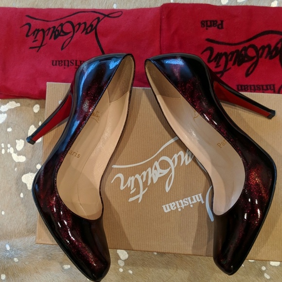 Christian louboutin burgundy glitter patent pumps - Picture 4 of 8